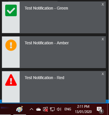 RTPM test notifications