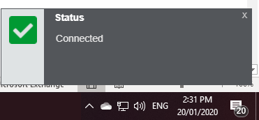 notification client status showing connected